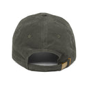 Back view of vintage corduroy cap in dark green with adjustable strap by Printify