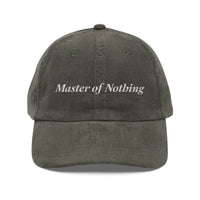 Printify vintage corduroy cap in dark gray with Master of Nothing embroidered text