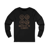 Printify black eco-friendly long sleeve tee with master of the elements graphic and symbols