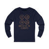 Printify eco-friendly long sleeve tee in navy with master of the elements graphic design