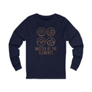 Printify eco-friendly long sleeve tee in navy with master of the elements graphic design