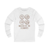 Printify eco-friendly long sleeve tee in white with master of the elements graphic design