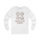 Printify eco-friendly long sleeve tee in white with master of the elements graphic design