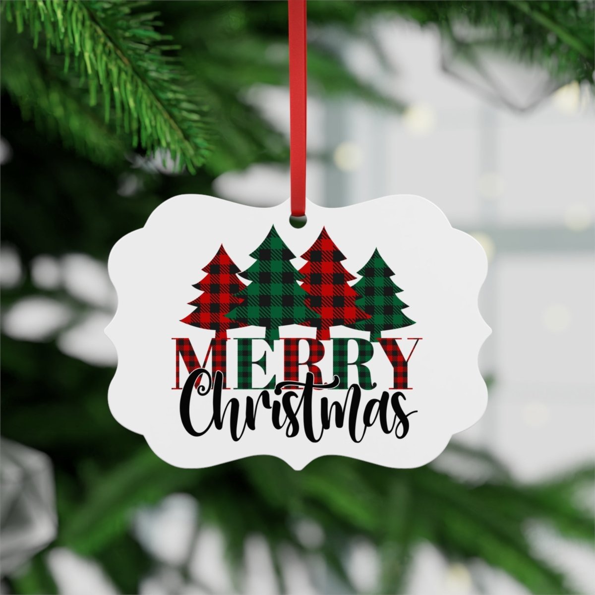 Merry Christmas Metal Plaque Ornament