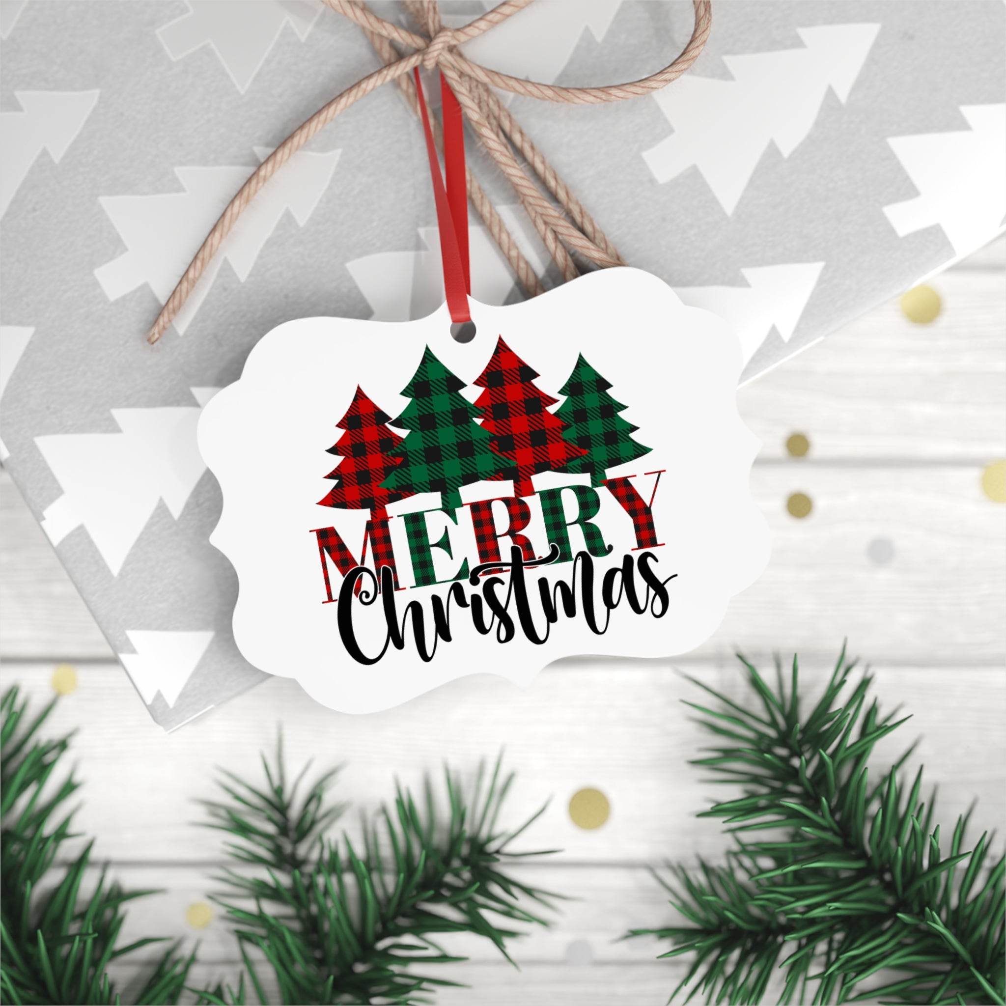 Merry Christmas Metal Plaque Ornament