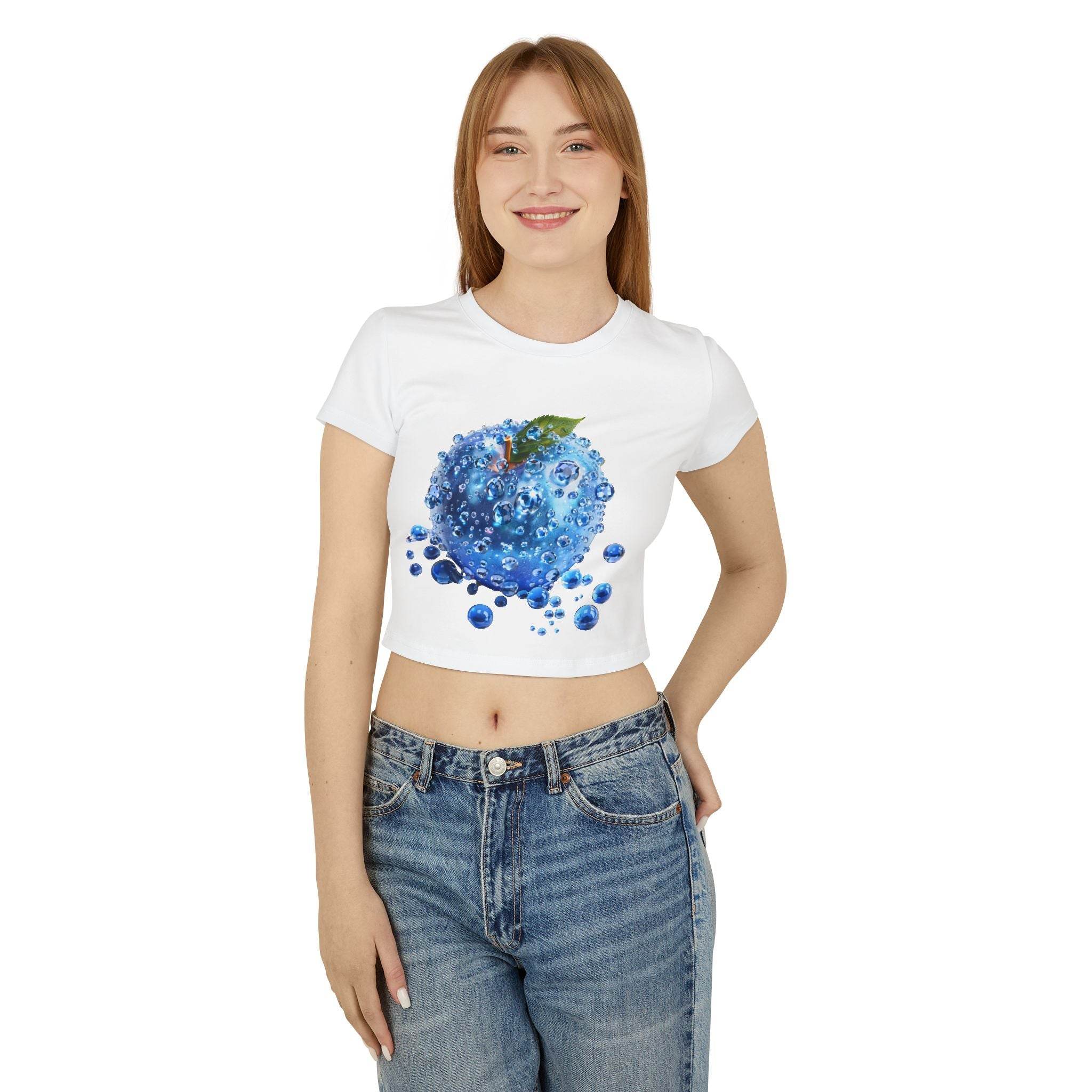 Blue Drop Crop Top Women's Baby Tee