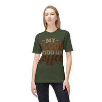 My Blood Type is Coffee Unisex Midweight T-Shirt, Made in US