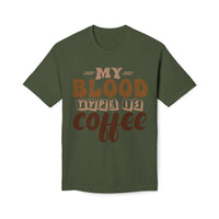 My Blood Type is Coffee Unisex Midweight T-Shirt, Made in US