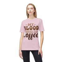 My Blood Type is Coffee Unisex Midweight T-Shirt, Made in US