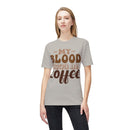 My Blood Type is Coffee Unisex Midweight T-Shirt, Made in US