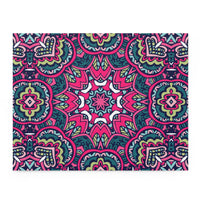Printify mystic mosaic puzzle featuring vibrant pink and teal intricate geometric patterns
