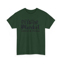Printify dark green eco-friendly unisex t-shirt with Off The Market script print for casual wear