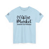 Printify light blue tee with Off The Market script and sleeve logos eco-friendly unisex t-shirt