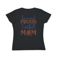 Black organic football mom t-shirt with love and proud football mom graphic print