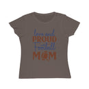 Gray organic football mom t-shirt with love and proud football mom text design