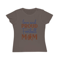 Gray organic football mom t-shirt with love and proud football mom text design