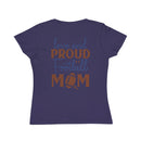 Printify organic football mom t-shirt in navy with love and proud football mom text design
