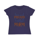 Printify organic football mom t-shirt in navy blue with love and proud football mom design