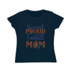 Printify organic football mom t-shirt in navy blue with love and proud football mom text