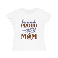 White organic football mom t-shirt by Printify with love and proud football mom design