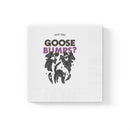 Printify white square napkin with spooky black ghost design and purple text Got the GOOSE BUMPS eco-friendly Halloween napkins