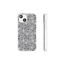 Printify paw print flexible phone case with black white and gray paw designs on a gray background