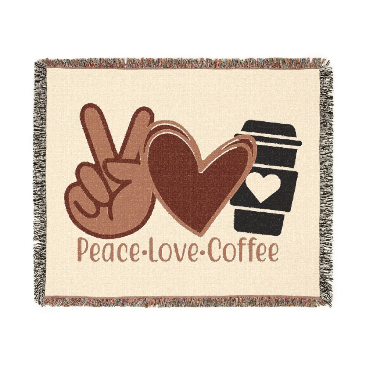 Peace Love Coffee Woven Blanket