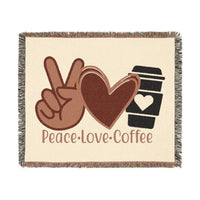 Peace Love Coffee Woven Blanket