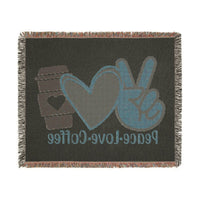 Peace Love Coffee Woven Blanket