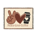 Peace Love Coffee Woven Blanket