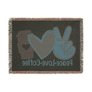 Peace Love Coffee Woven Blanket