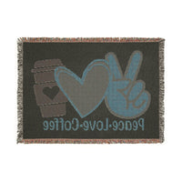 Peace Love Coffee Woven Blanket