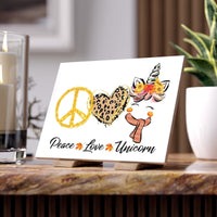 Peace Love Unicorn Ceramic Photo Tile