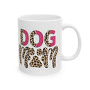 eco friendly ceramic dog mom mug white ceramic mug with leopard print DOG letters and paw design pink accents