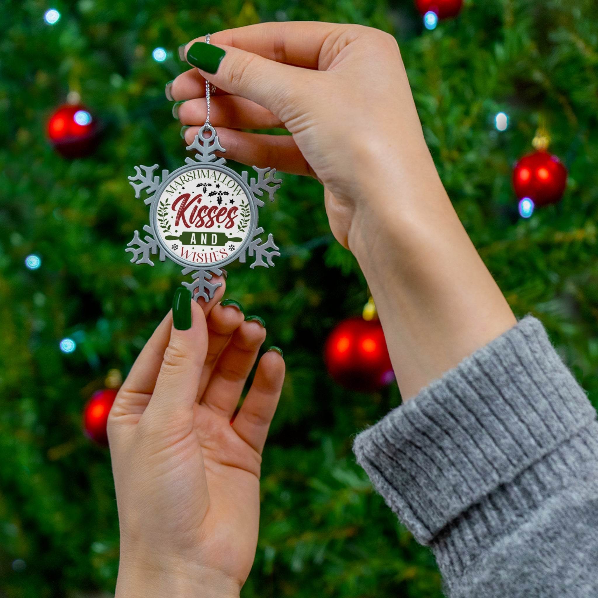 Kisses Holiday Pewter Snowflake Ornament
