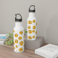 Confused emoji water bottle featuring playful designs for hydration on the go