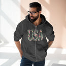 Stylish USA unisex zip hoodie featuring floral design, made from eco-friendly zip hoodie material