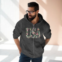 Stylish USA unisex zip hoodie featuring floral design, made from eco-friendly zip hoodie material