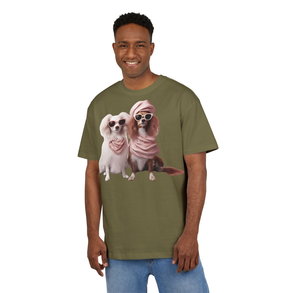 Puppy Pose Unisex Heavy Oversized Tee