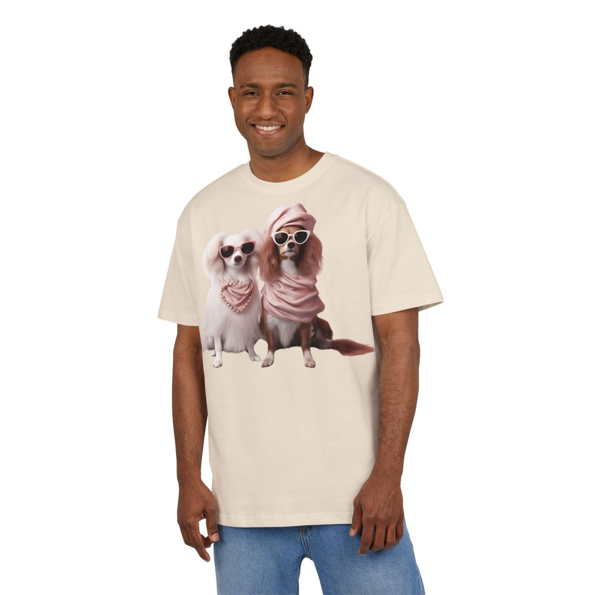 Puppy Pose Unisex Heavy Oversized Tee