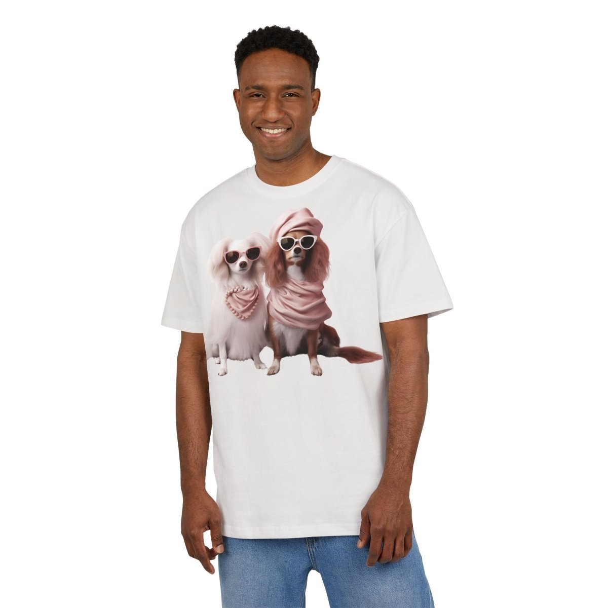 Puppy Pose Unisex Heavy Oversized Tee