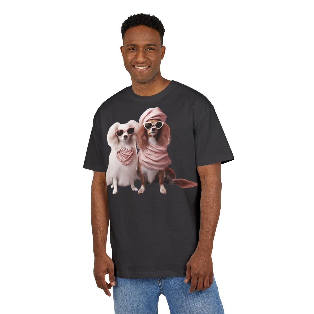 Puppy Pose Unisex Heavy Oversized Tee