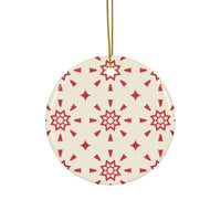 Red & Cream Festive Ceramic Ornaments 2-Side Print - Seasonal Decorations - Esmeralda Ecostore