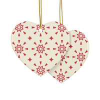 Red & Cream Festive Ceramic Ornaments 2-Side Print - Seasonal Decorations - Esmeralda Ecostore