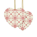 Red & Cream Festive Ceramic Ornaments 2-Side Print - Seasonal Decorations - Esmeralda Ecostore