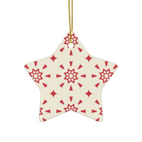Red & Cream Festive Ceramic Ornaments 2-Side Print - Seasonal Decorations - Esmeralda Ecostore