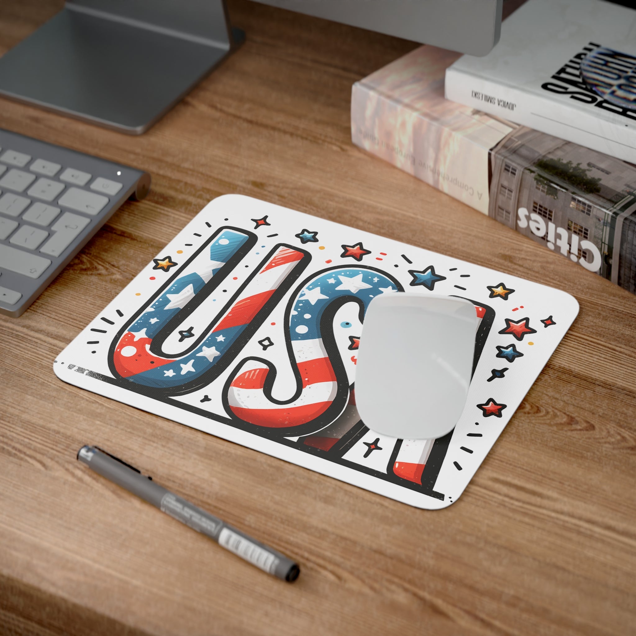 Red, White & Click! Desk Mouse Pad