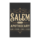 Printify eco-friendly kitchen towel with vintage Salem Apothecary cream lettering and decorative flourishes