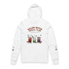 Printify white Salem Witch Social Club hooded long sleeve tee with cocktail artwork eco-friendly witch hooded tee