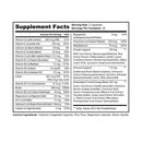 Supplement facts label for natural multivitamin for women showing vitamins and herbal extracts per serving